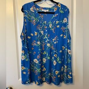 Rose & Olive Vibrant Blue Floral Sleeveless Top